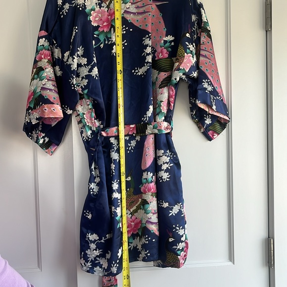 Navy Silky Mini Robe - Size S - Picture 5 of 6